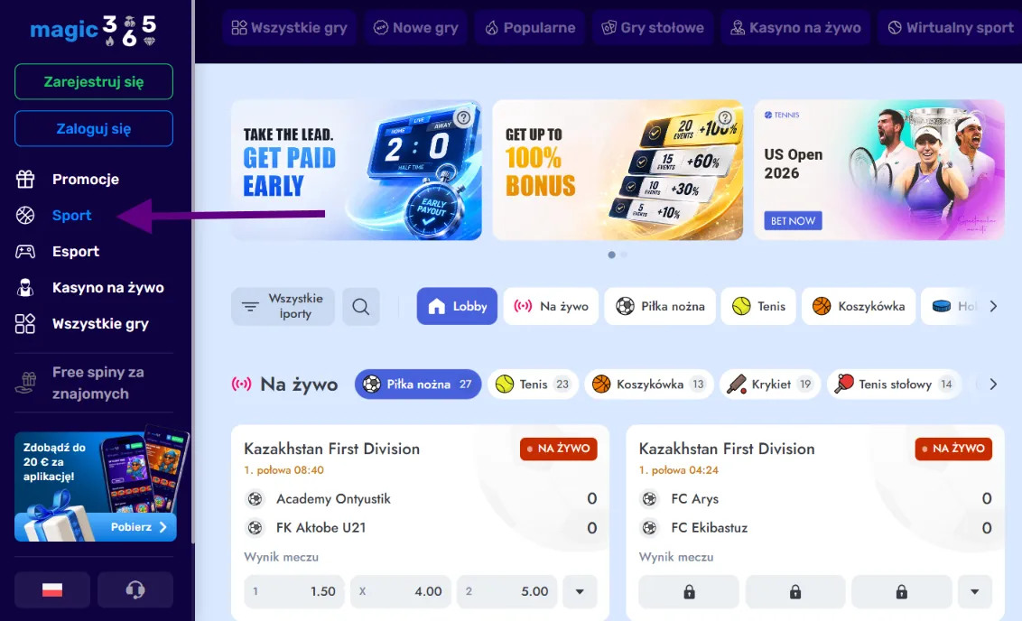 Stawki na sport i e-sport w Magic365
